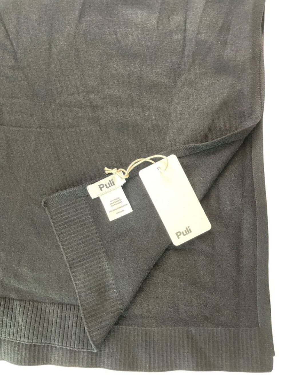 Puli Scarf Viscose Solid Black Viscose Large O/S BRAND NEW W/TAGS - Picture 2 of 5
